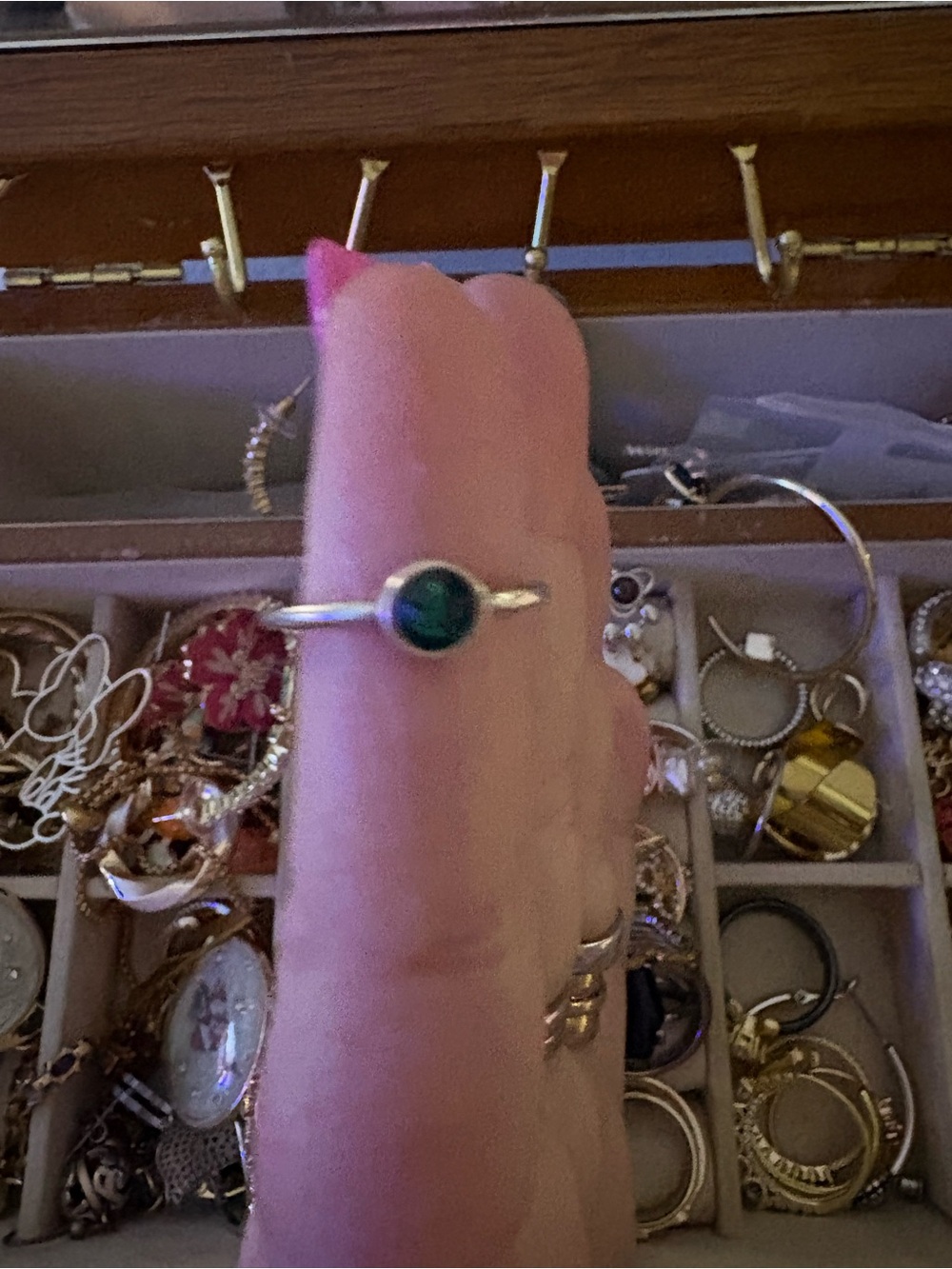 Alex and Ani silver one size green gem ring may .925